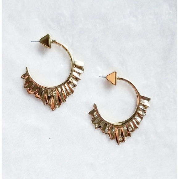 ALEXIS BITTAR crystal-encrusted pleated ruffle hoop engraved pierced earrings - Picture 10 of 10